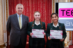 Duke of York and students from The Ladies College in Guernsey