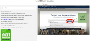 Screenshot of the Level 2 Library Induction LibWizard tutorial
