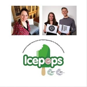 Photo of Dr Emily Hudson. Photo of Andrea Wallace and Douglas McCarthy. Icepops logo.