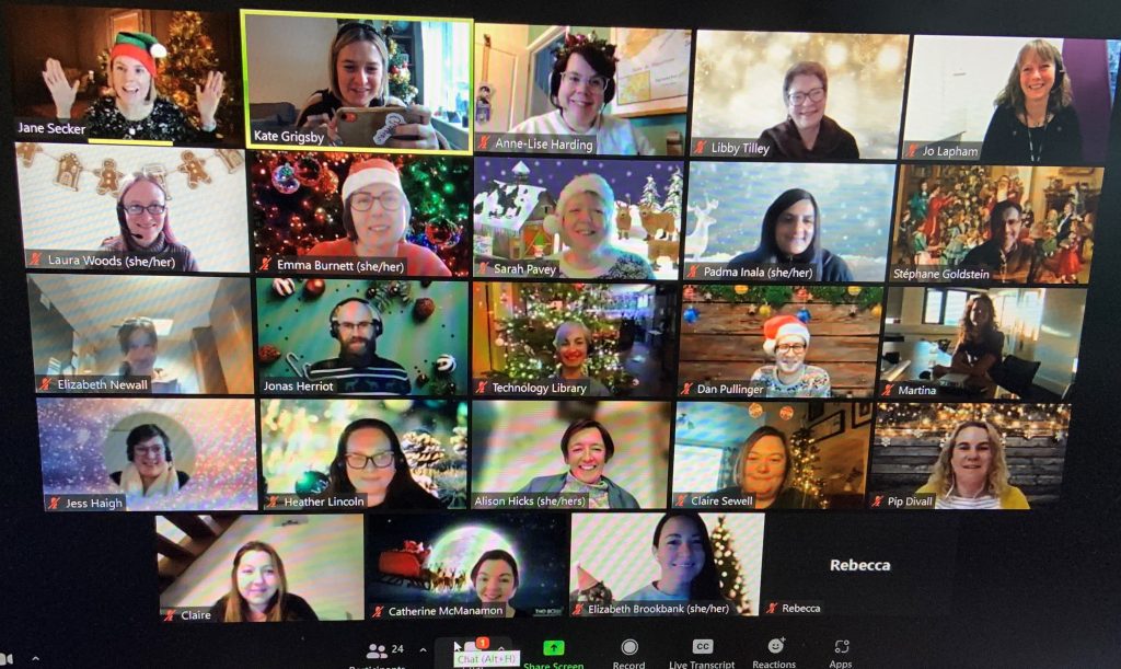 Zoom Picture of the extended Information Literacy Group at their festive online meeting